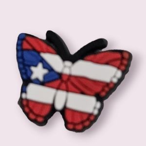 (4/$8) Butterfly Puerto Rico Shoe Charm Puerto Rican Flag